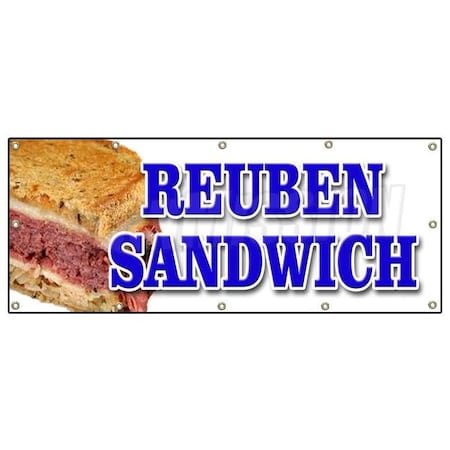 Signmission Reuben Sandwich Banner Heavy Duty 13 Oz Vinyl with Grommets B-120 Reuben Sandwich